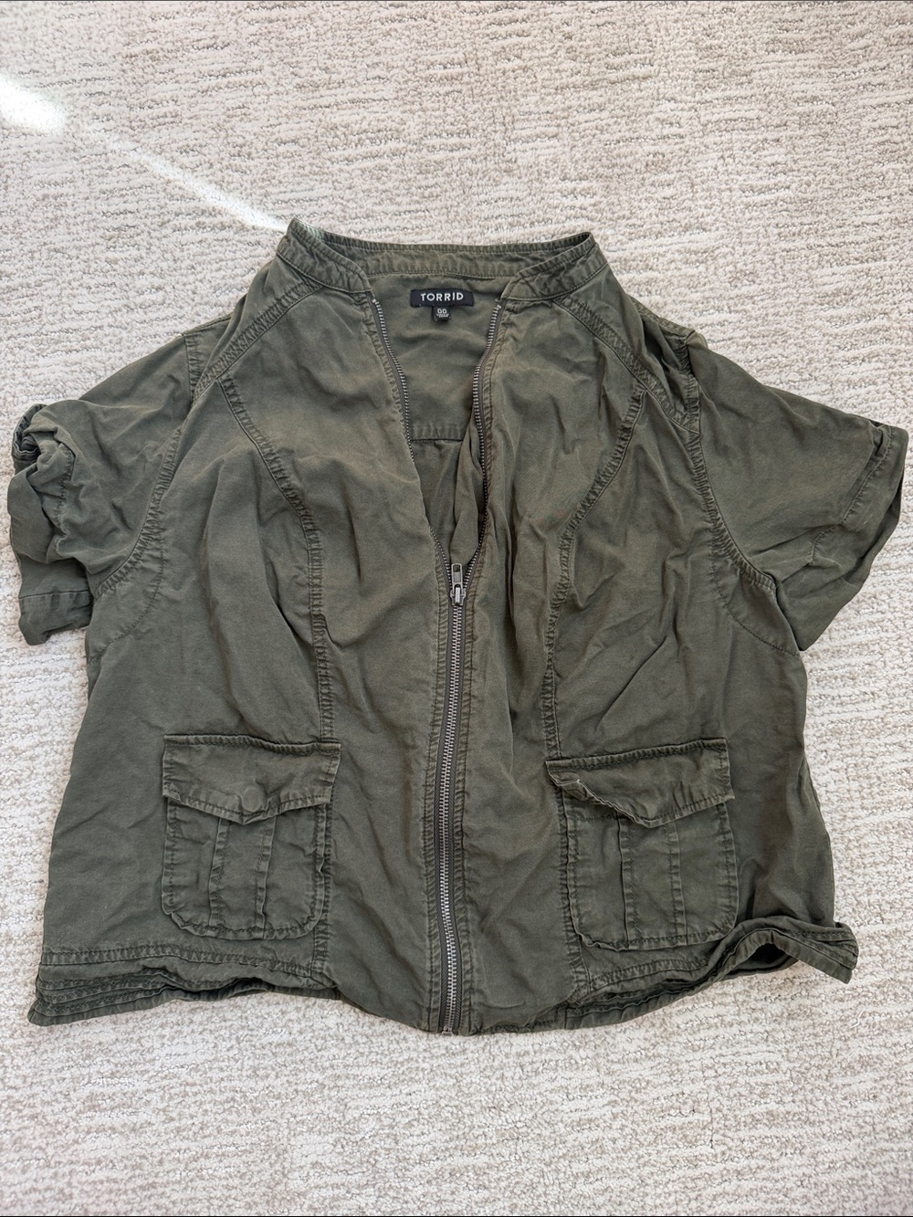 torrid Military Green Short Sleeve Zip Utility Jacket